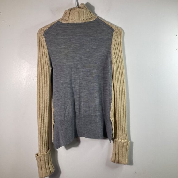 Womens Tory Burch‎ Turtleneck Cable Knit Sweater Tan Gray S - Picture 2 of 10